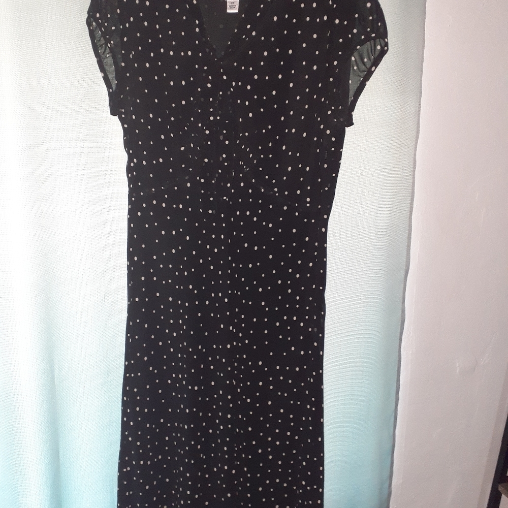 Talbots black and white polka dot silk dress